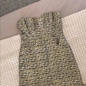 The Limited Elegant Strapless Sparkle Tweed Dress